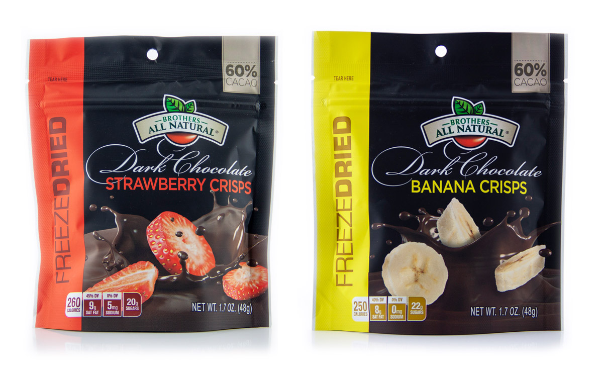 Brothers All Natural Launches Chocolate-Covered Freeze-Dried Strawberry/Banana Fruit Crisps