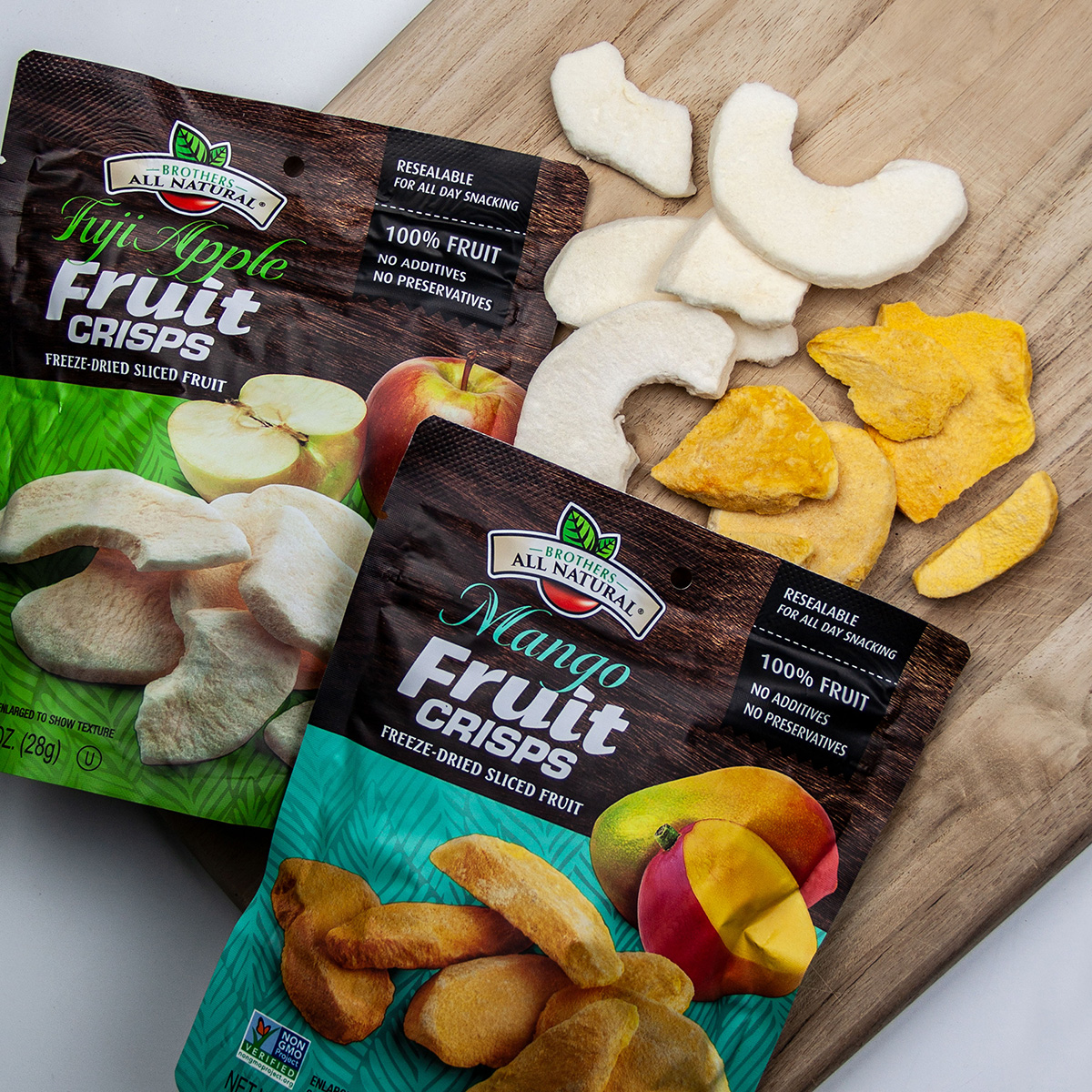 Brothers All Natural Launches 1oz Freeze-Dried Fuji Apple and Mango Fruit Crisps